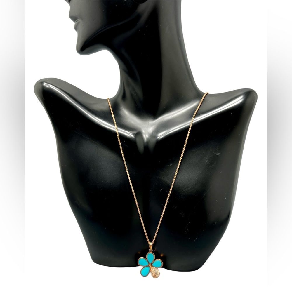 Marahlago Rose Gold Plated Sterling Silver Turquoise/White Sapphire Necklace